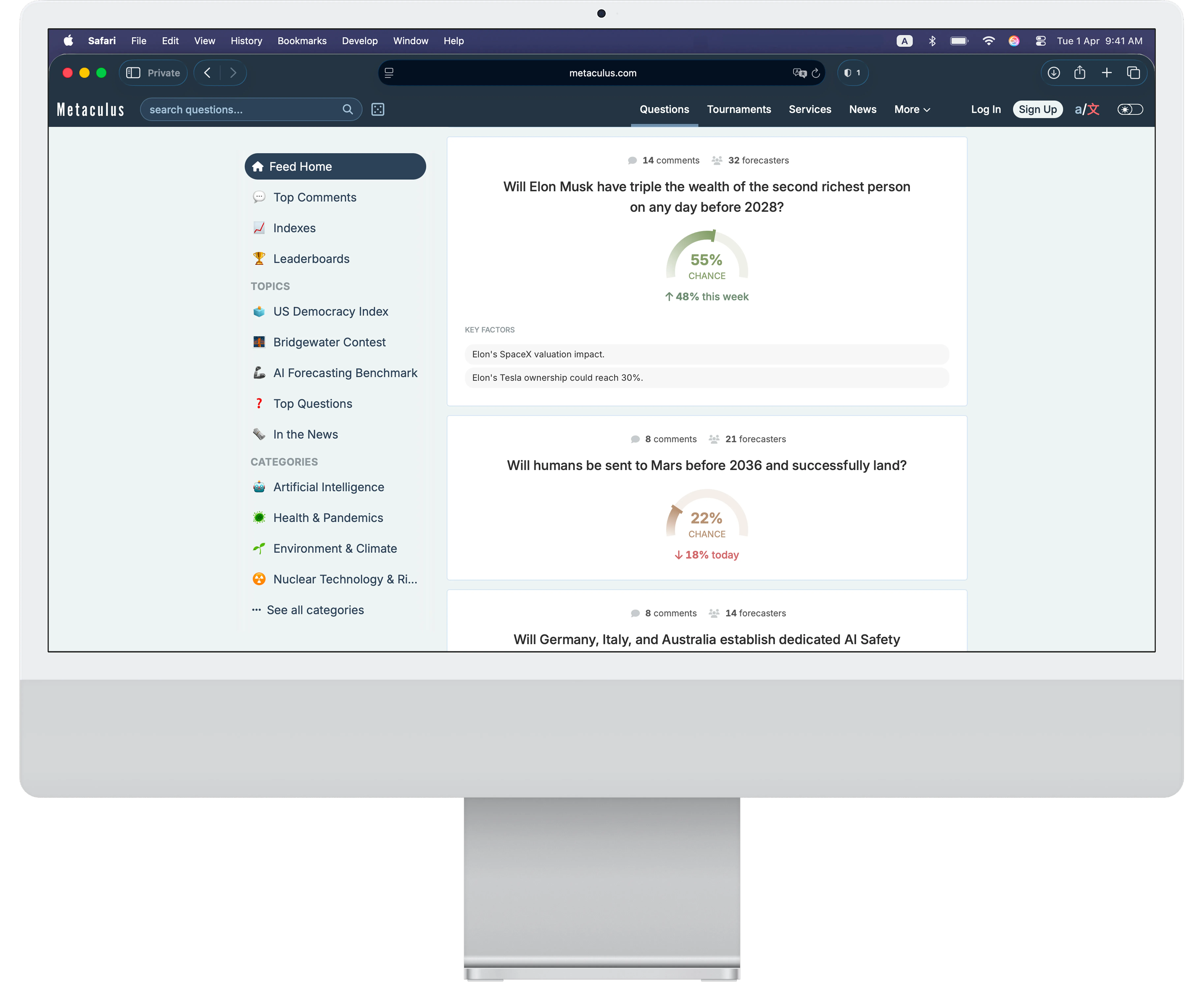 Metaculus on desktop